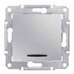Механизм выключателя 1-клавишного с подсветкой, цвет алюминий, Sedna, Schneider Electric