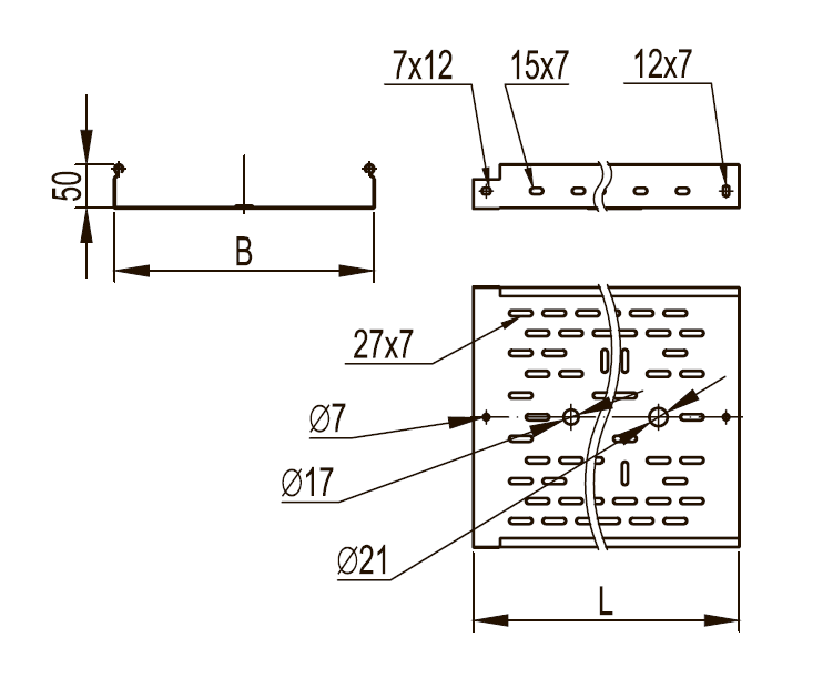 Лоток листовой перф., 50х150х3000, RAL 35263RAL DKC, купить в Украине