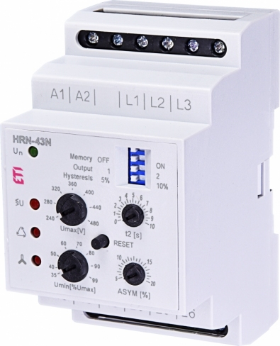 Реле контроля напряжения HRN-43N 400V AC (3F, 2x16A_AC1) с нейтралью