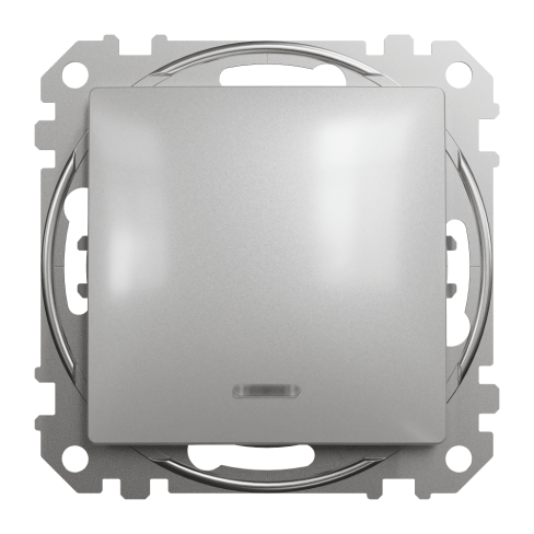 Одноклавишный переключатель с подсветкой Алюминий Sedna Design Schneider Electric SDD113106L