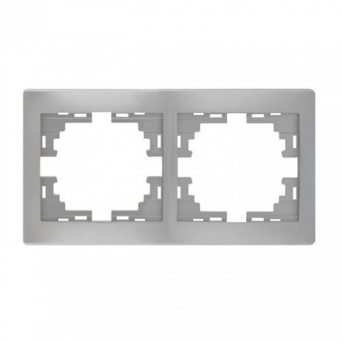 701-1000-147 MIRA Рамка 2-а горизонтальна метал сірий б/вставок (10шт/120шт)