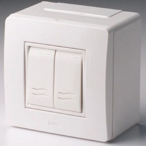 Коробка у зборі з 2 вимикачами білий, DKC
