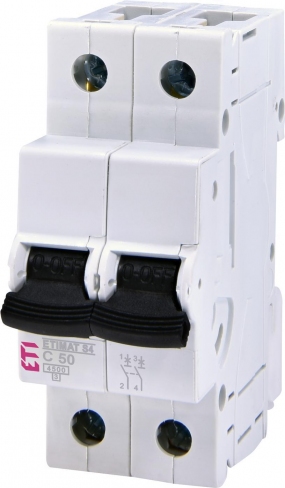 Автоматичний вимикач ETIMAT S4 2p C 50A (4,5 kA), ETI