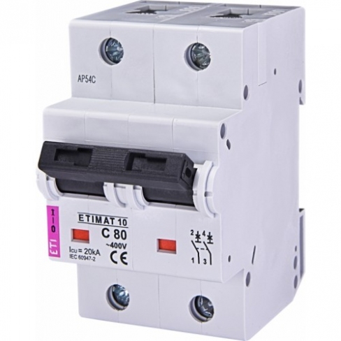 Автоматичний вимикач ETIMAT 10 2р C 80А (20 kA), ETI (Словенія) 2133731