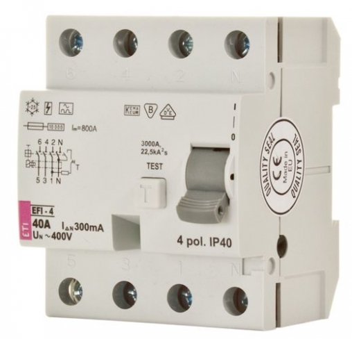 Реле дифференциальное (УЗО) EFI-4 25/0,03 тип A (10kA), 2062542, ETI