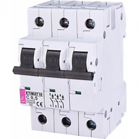 Автоматичний вимикач ETIMAT 10 3p C 0,5А (10 kA), ETI (Словенія) 2135701
