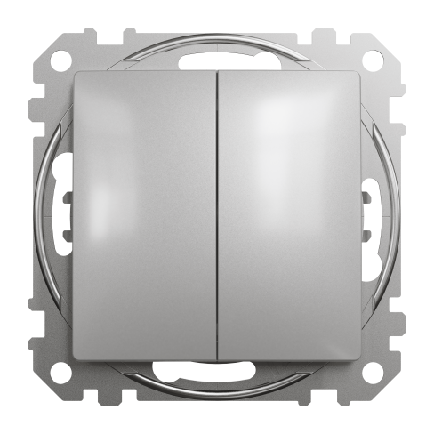 Двоклавішний перемикач Алюміній Sedna Design Schneider Electric SDD113108