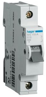 Автоматический выключатель HAGER MС106А 1p 0,5A, х-ка С, 6кА