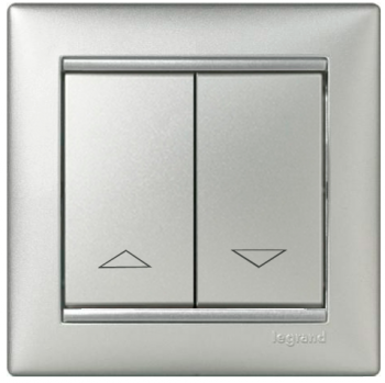 Выключатель для управления жалюзи двойной Legrand Valena 10А 770104 (алюминий)