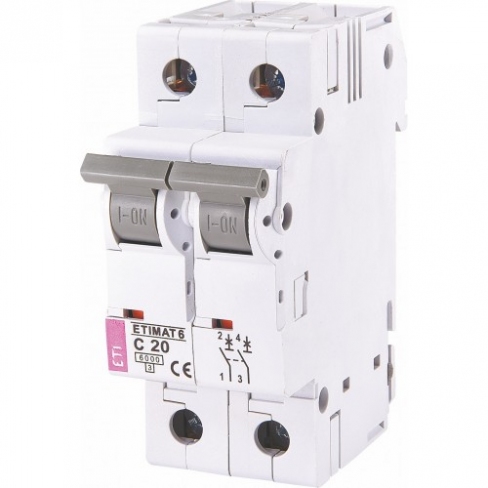 Автоматичний вимикач ETIMAT 6 2p C 20А (6 kA), ETI (Словенія) 2143517