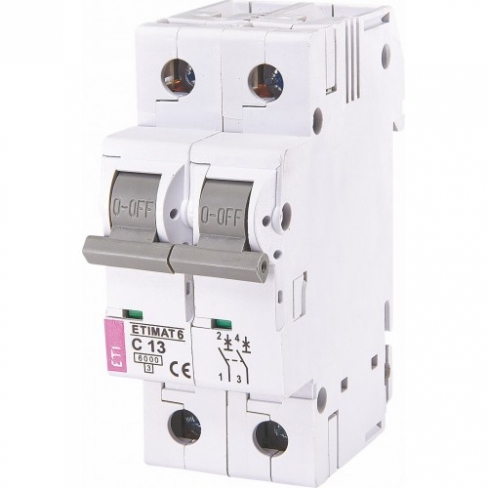 Автоматичний вимикач ETIMAT 6 2p C 13А (6 kA), ETI (Словенія) 2143515