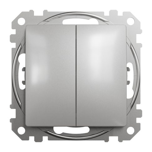Двоклавішний вимикач Алюміній Sedna Design Schneider Electric SDD113105