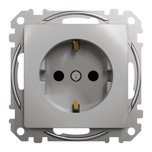 Розетка с заземлением и со шторками Алюминий Sedna Design Schneider Electric SDD113022
