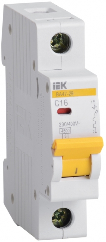 Автоматический выключатель ВА 47-29 1P 1.6A 4.5кА х-ка В IEK, MVA21-1-D16-B