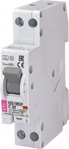Автоматичний диференціальний вимикач KZS-1M C 16/0,03 тип A (6kA) (нижн. підключ.) 2175224 ETI
