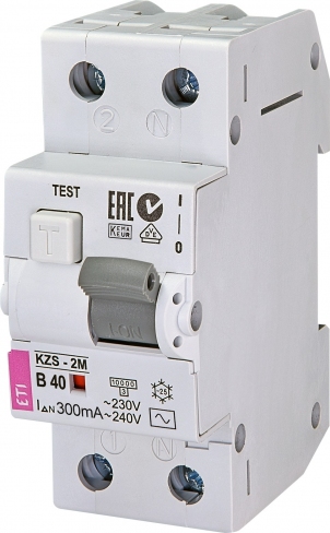 Дифференциальный автоматический выключатель KZS-2M B 20/0,3 тип AC (10kA) 2173305 ETI