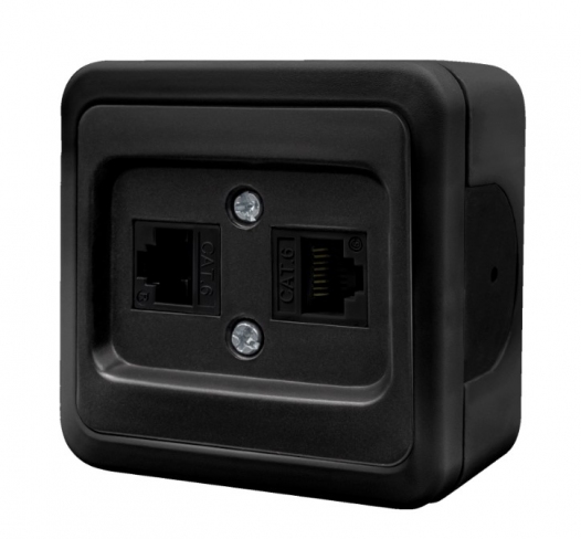 Розетка подвійна комп'ютерна (CAT6+CAT6) MULTIMA Чорний IP22, NE-AD