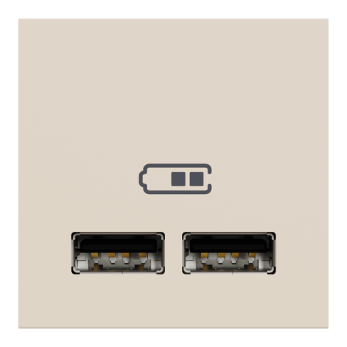 Розетка USB подвійна 2.1 А 2 модулі бежева Unica New