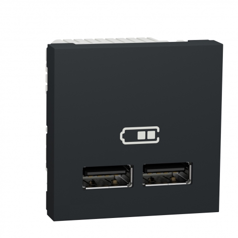 Розетка USB двойная 2.1А 2 модуля антрацит