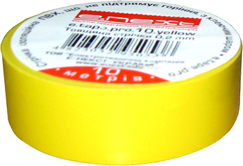 Изолента e.tape.pro.20.yellow из самозатухающего ПВХ, желтая (20м), E.NEXT