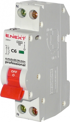 Модульний автоматичний вимикач e.mcb.pro.60.1N.С16.thin, 1р+N, 16A, C, 4,5кА тонкий