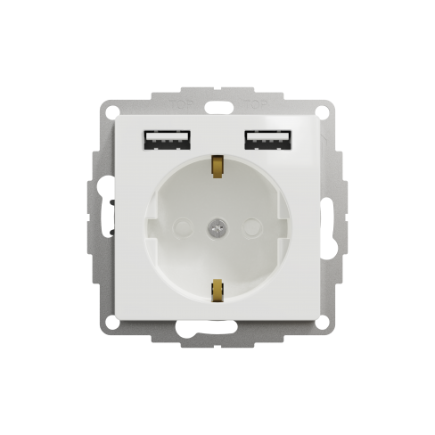 Розетка с заземлением + 2 USB тип А Белый Sedna Design Schneider Electric SDD111052