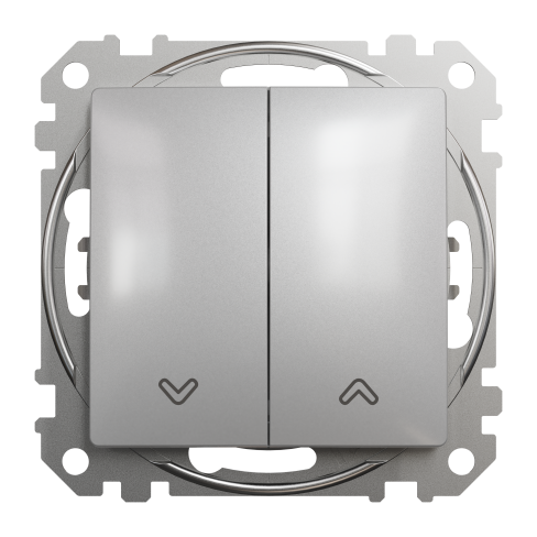 Двухклавишный кнопочный выключатель для жалюзи с электронной блокировкой, Sedna Design & Element, Алюминий, SDD113114, Schneider Electric