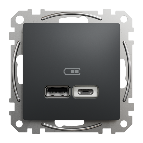 USB розетка тип A+C 2,4A Чорний Sedna Design Schneider Electric SDD114402