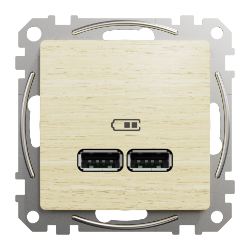 USB розетка тип A+A 2,1A Береза - Эффект дерева Sedna Elements Schneider Electric SDD180401