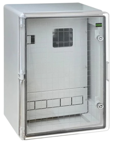 Шкаф ударопрочный ABS для счетчика 3ф и 17 модулей (3+14 мод.) прозрачная дверь 500х350х190 (IP65), UEA