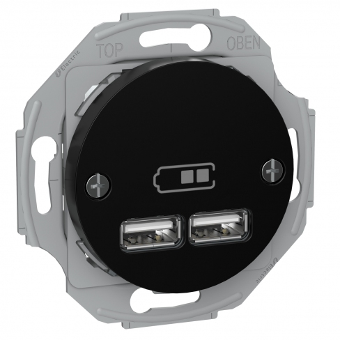 USB Розетка тип А+А, 2.1 А, черный Renova Schneider Electric
