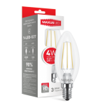 Лампа общего назначения (filament) LED лампа MAXUS (филамент), C37, 4W, мягкий свет,E14 (1-LED-537) (NEW)