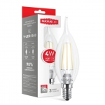 Декоративная лампа LED лампа MAXUS (филамент), C37 TL, 4W, яргкий свет,E14 (1-LED-540) (NEW)