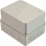 Коробка КМ41344 розпаювальна для о/п 240х195х165 мм IP55 (RAL7035, монт. плата, кабельні вводи 5 шт)
