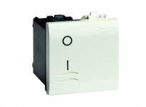 Двополюсний вимикач з підсвічуванням, білий RAL 9010, 2 мод., 76122BL, серія Brava, ДКС