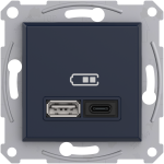 USB розетка А+С, 3 А, 45 Вт, антрацит, Asfora, Schneider Electric