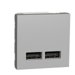 Розетка USB подвійна 2.1А 2 модулі алюміній