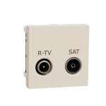 Розетка R-TV SAT одинарная, 2 модуля бежевая Unica New