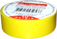 Изолента e.tape.pro.10.yellow из самозатухающего ПВХ, желтая (10м), E.NEXT