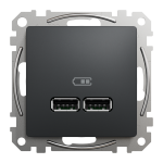 USB розетка тип A+A 2,1A Чорний Sedna Design Schneider Electric SDD114401
