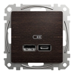 Подвійна USB-розетка типу А+С,Sedna Design & Elements, Венге - імітація дерева, SDD181402 Schneider Electric