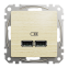 USB розетка тип A+A 2,1A Береза - Эффект дерева Sedna Elements Schneider Electric SDD180401